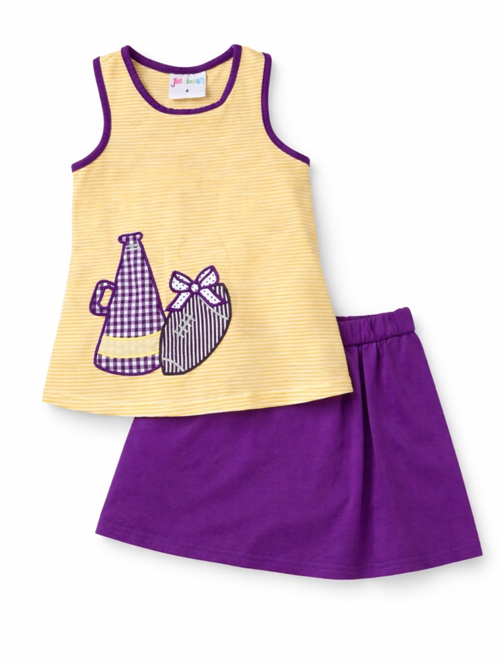 Jelly Beans Yellow & Purple Girls Tank Top and Skort Set